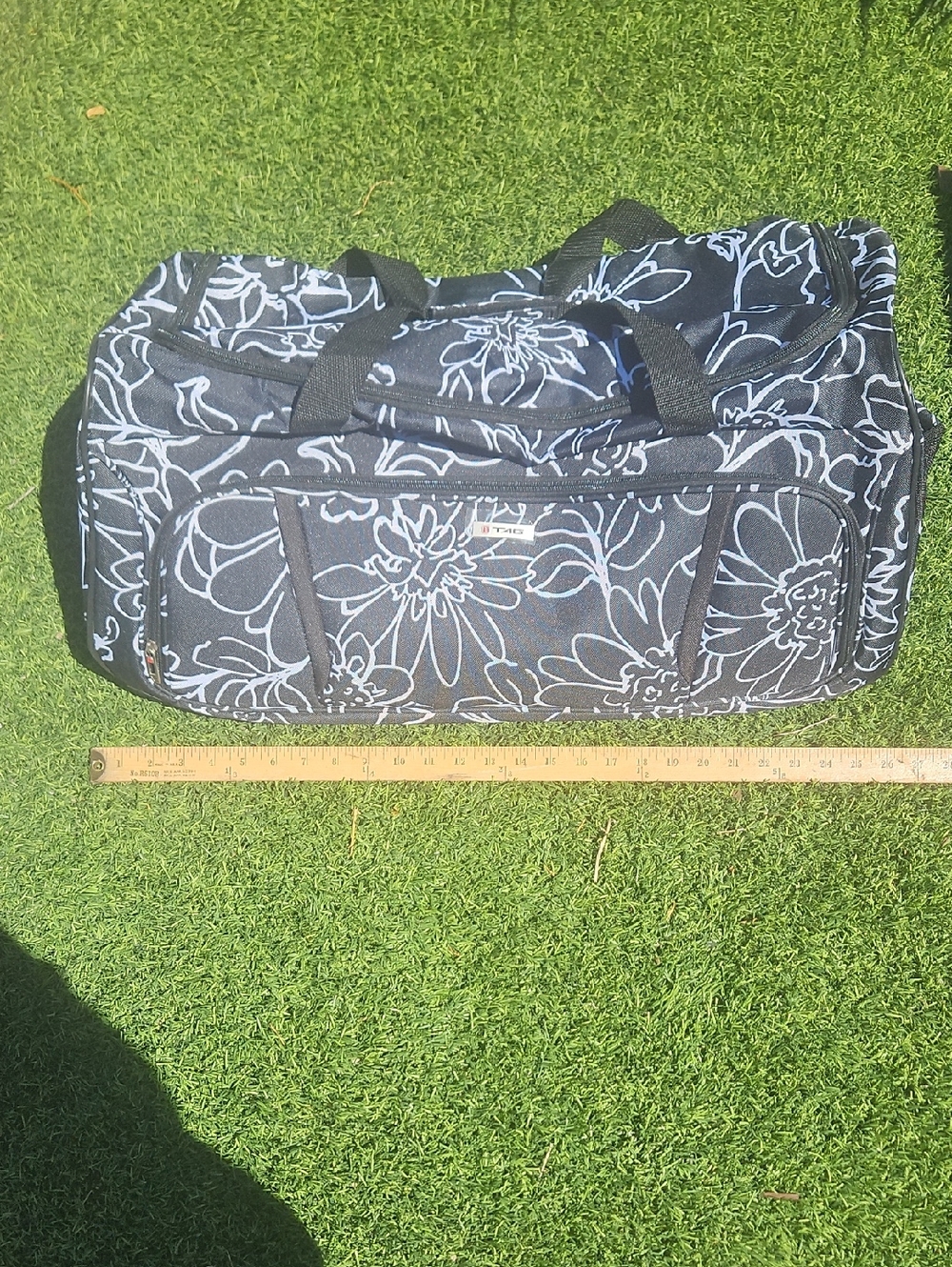 Tag Navy and White Floral Duffel Bag